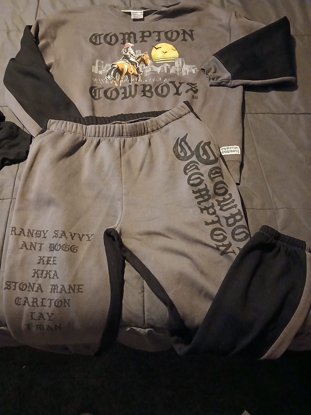 Compton Cowboys Grey Graphic Sweat Pant Set.